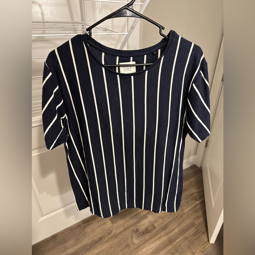 Men fashion striped t shirt blue medium